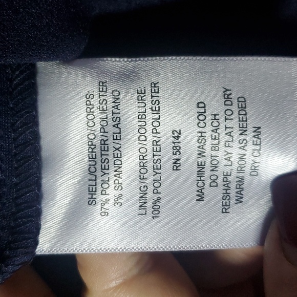 Donna Morgan Stretch Mock Neck Mini Sheath Dress Navy Blue - Picture 8 of 12